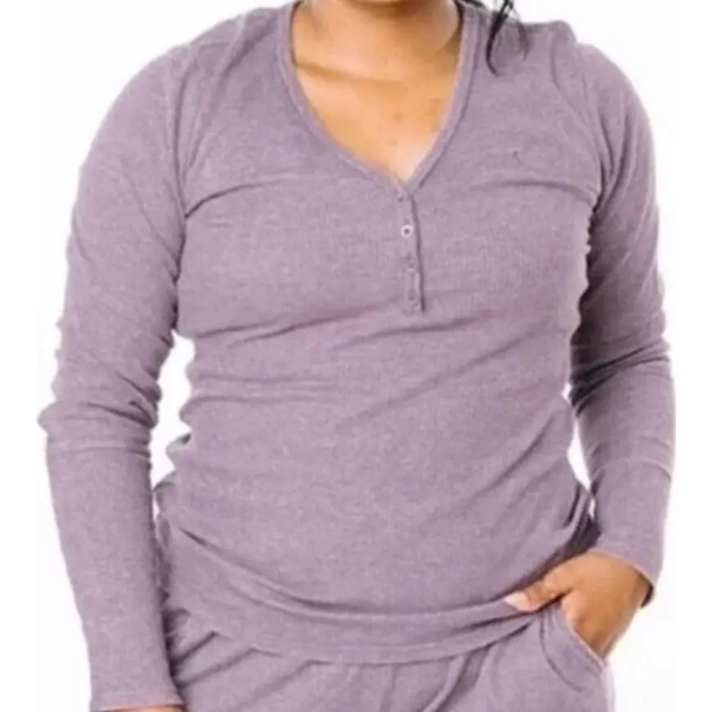 Zyia don’t wake me thermal Henley purple size XL shirt long sleeve
